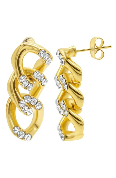 Shop Adornia Crystal Curb Chain Drop Earrings In Gold