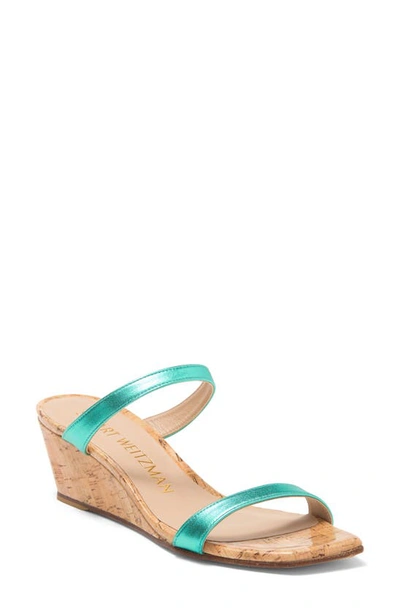 Shop Stuart Weitzman Aleena 50 Wedge Sandal In Capri