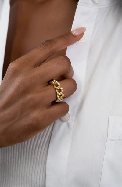 Adornia Pavé Cubic Zirconia Curb Chain Ring In Gold