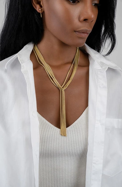 Shop Adornia Multi Strand Textured Y-necklace In Gold