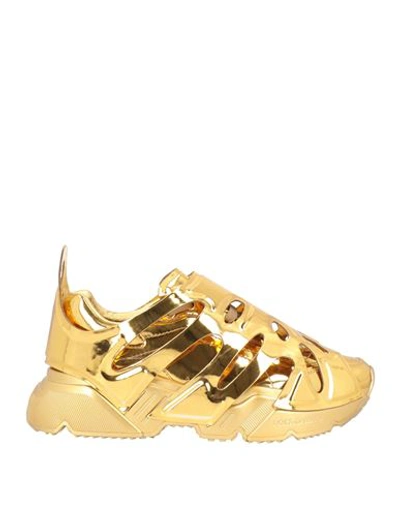 Shop Dolce & Gabbana Man Sneakers Gold Size 10 Soft Leather