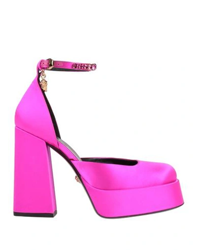 Shop Versace Woman Pumps Fuchsia Size 8 Viscose, Silk In Pink