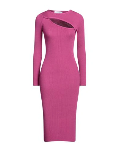 Shop Kaos Woman Midi Dress Mauve Size M Viscose, Polyester, Polyamide In Purple