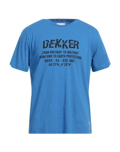 Shop Dekker Man T-shirt Azure Size L Cotton In Blue
