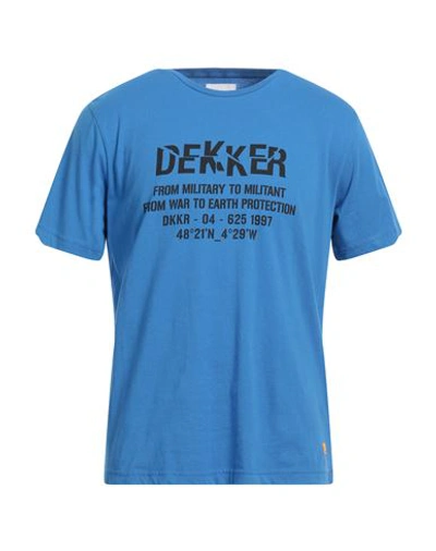 Dekker Man T-shirt Bright Blue Size Xxl Cotton In Blue