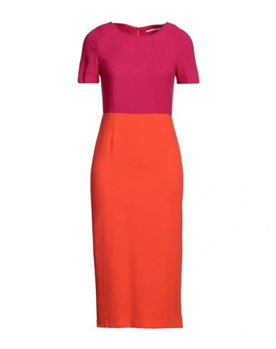 Shop Maison Laviniaturra Woman Midi Dress Fuchsia Size 6 Polyester, Elastane In Pink