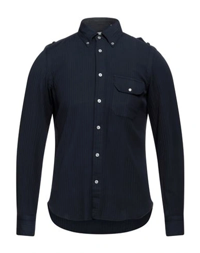 Shop Finamore 1925 Man Shirt Navy Blue Size 16 ½ Cotton