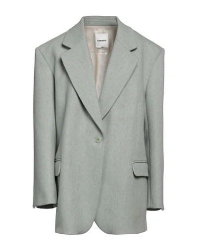 Sandro Woman Blazer Sage Green Size 10 Wool, Polyamide In Sage Green