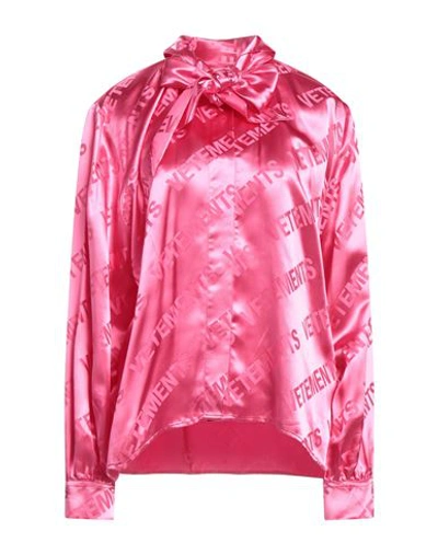 Shop Vetements Woman Shirt Fuchsia Size M Viscose In Pink