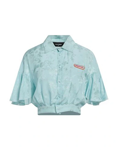 Dsquared2 Woman Shirt Sky Blue Size 4 Viscose In Blue