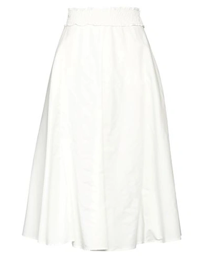 Shop Fedeli Woman Midi Skirt Off White Size 8 Cotton, Silk