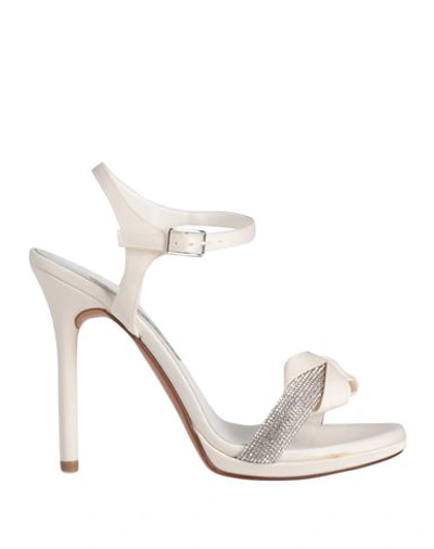 Albano Woman Sandals White Size 10 Textile Fibers In White