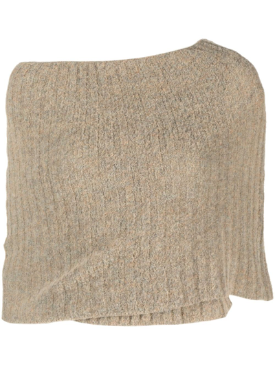 Shop Jean Paul Gaultier X Knwls Clavicle Ribbed-knit Top - Women's - Wool/polyamide In Brown