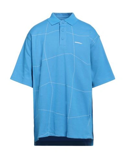 Shop Ader Error Man Polo Shirt Azure Size 2 Cotton, Polyester In Blue