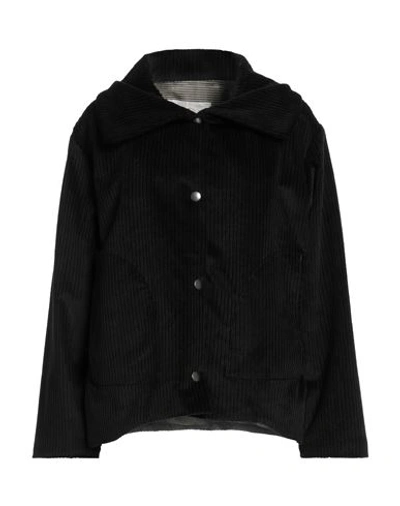 Shop Even If Woman Overcoat & Trench Coat Black Size 6 Cotton, Linen