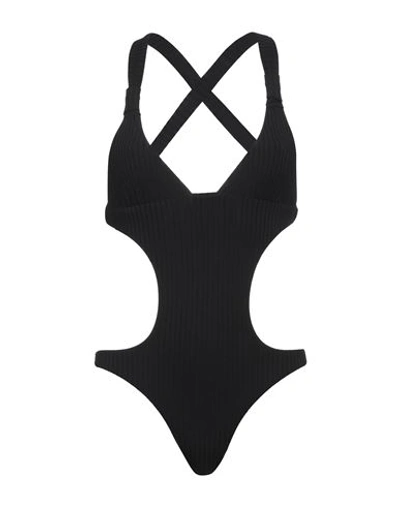 Shop Suahru Woman One-piece Swimsuit Black Size Xs Polyamide, Elastane