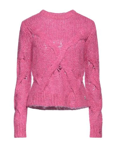 Shop Patrizia Pepe Woman Sweater Fuchsia Size 2 Viscose, Polyamide, Wool, Mohair Wool In Pink