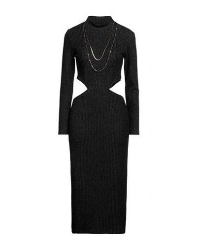 Desigual Woman Midi Dress Charcoal Size L Polyester, Viscose, Elastane In Grey