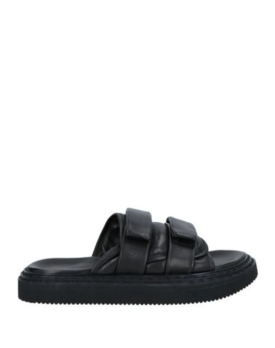 Officine Creative Italia Man Sandals Black Size 13 Soft Leather In Black