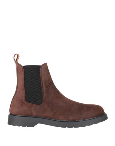 Selected Homme Man Ankle Boots Brown Size 12 Bovine Leather In Brown