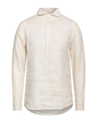 Shop Paolo Pecora Man Shirt Beige Size 16 Cotton