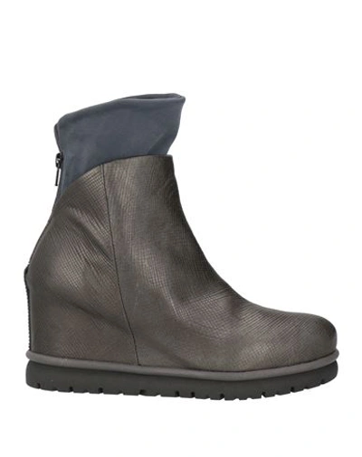 Shop Patrizia Bonfanti Woman Ankle Boots Lead Size 6 Soft Leather In Grey