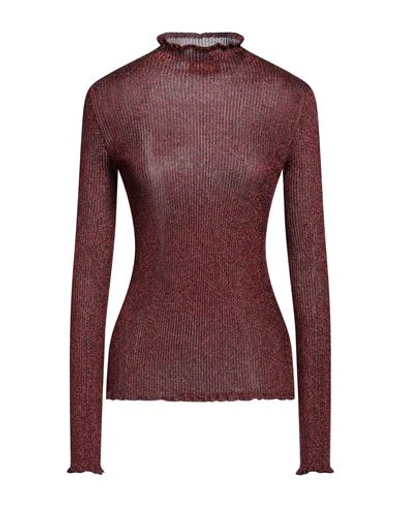 Shop Del Core Woman Turtleneck Rust Size 4 Viloft, Metallic Fiber In Red