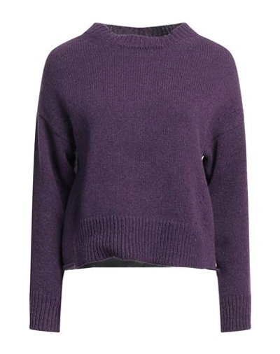Alpha Studio Woman Sweater Purple Size 12 Merino Wool, Alpaca Wool, Polyamide In Purple