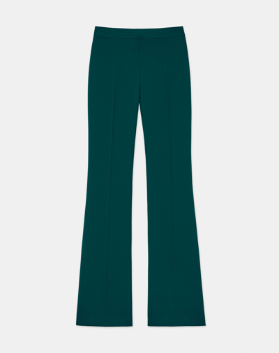 Shop Lafayette 148 Petite Finesse Crepe Gates Side-zip Flared Pant In Deep Ivy