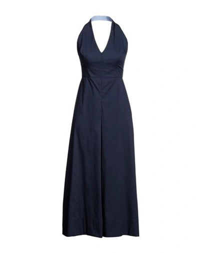 Shop Maison Laviniaturra Woman Maxi Dress Midnight Blue Size 8 Cotton, Polyamide, Elastane