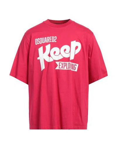 Shop Dsquared2 Man T-shirt Fuchsia Size M Cotton In Pink