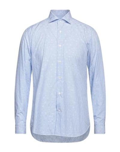 Shop Guglielminotti Man Shirt Azure Size 15 ½ Cotton In Blue