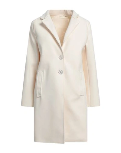 Shop Haveone Woman Overcoat Ivory Size L Polyester In White