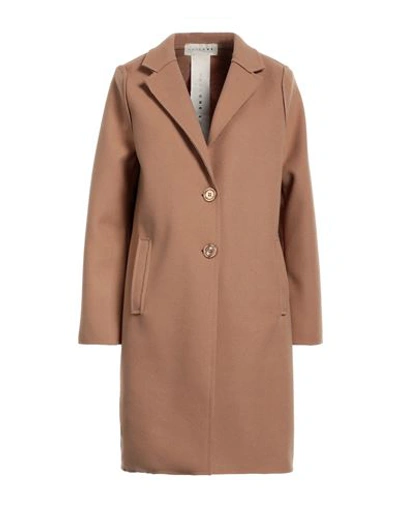 Shop Haveone Woman Overcoat Camel Size L Polyester In Beige