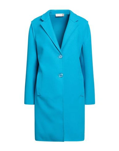 Shop Haveone Woman Overcoat & Trench Coat Azure Size M Polyester In Blue