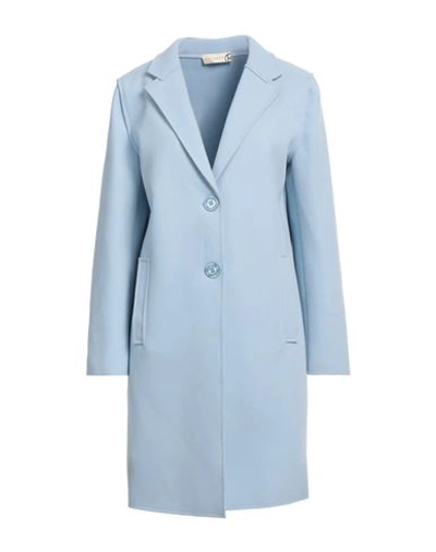Shop Haveone Woman Overcoat Sky Blue Size S Polyester