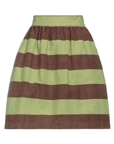 Shop Alessia Santi Woman Mini Skirt Sage Green Size 6 Cotton