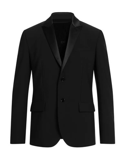 Shop Dondup Man Blazer Black Size 38 Polyester, Virgin Wool, Elastane
