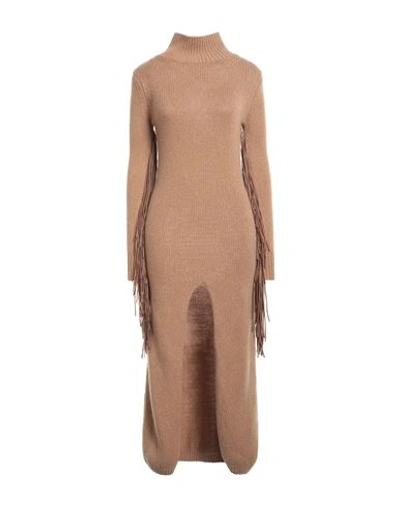 Shop Mixik Woman Midi Dress Camel Size Xs Cashmere, Soft Leather In Beige
