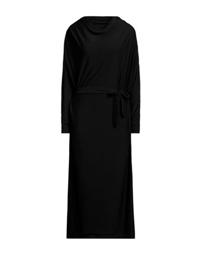 Shop Manila Grace Woman Midi Dress Black Size 12 Polyester, Viscose, Elastane