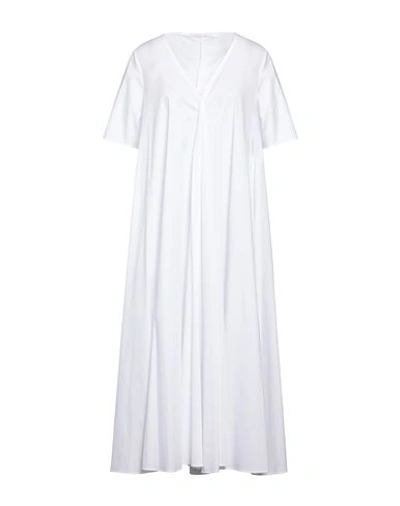 Shop Maison Laviniaturra Woman Midi Dress White Size 6 Cotton, Polyamide, Elastane