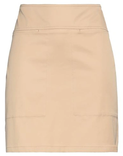 Shop Max Mara Woman Mini Skirt Sand Size 12 Cotton, Elastane In Beige