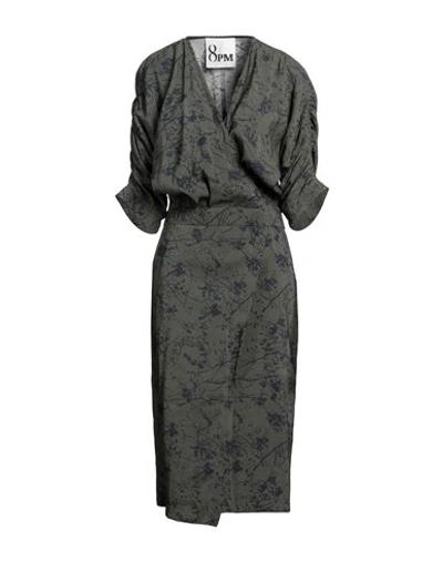 8pm Woman Midi Dress Military Green Size S Rayon, Polyester In Green