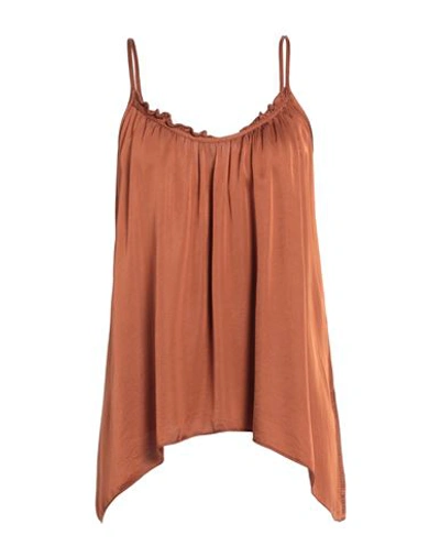 Shop Bsb Woman Top Tan Size M Viscose In Brown