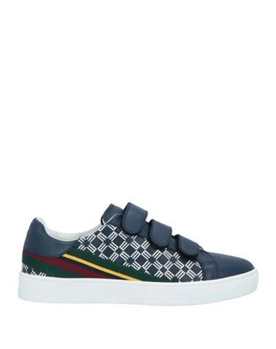 Shop Etro Man Sneakers Slate Blue Size 8 Soft Leather