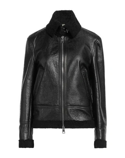 Shop Delan Woman Jacket Black Size 8 Ovine Leather