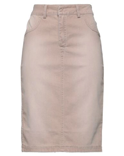 Shop Marani Jeans Woman Denim Skirt Light Brown Size 12 Cotton, Elastane In Beige