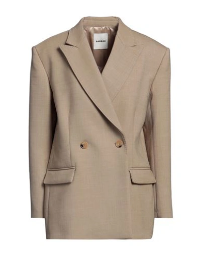 Sandro Woman Blazer Sand Size 10 Polyester, Wool, Elastane In Beige
