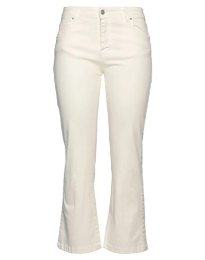 Shop Guttha Woman Pants Cream Size M Cotton, Elastane In White