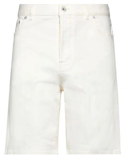 Shop Kenzo Man Denim Shorts Cream Size 34 Cotton, Elastane In White